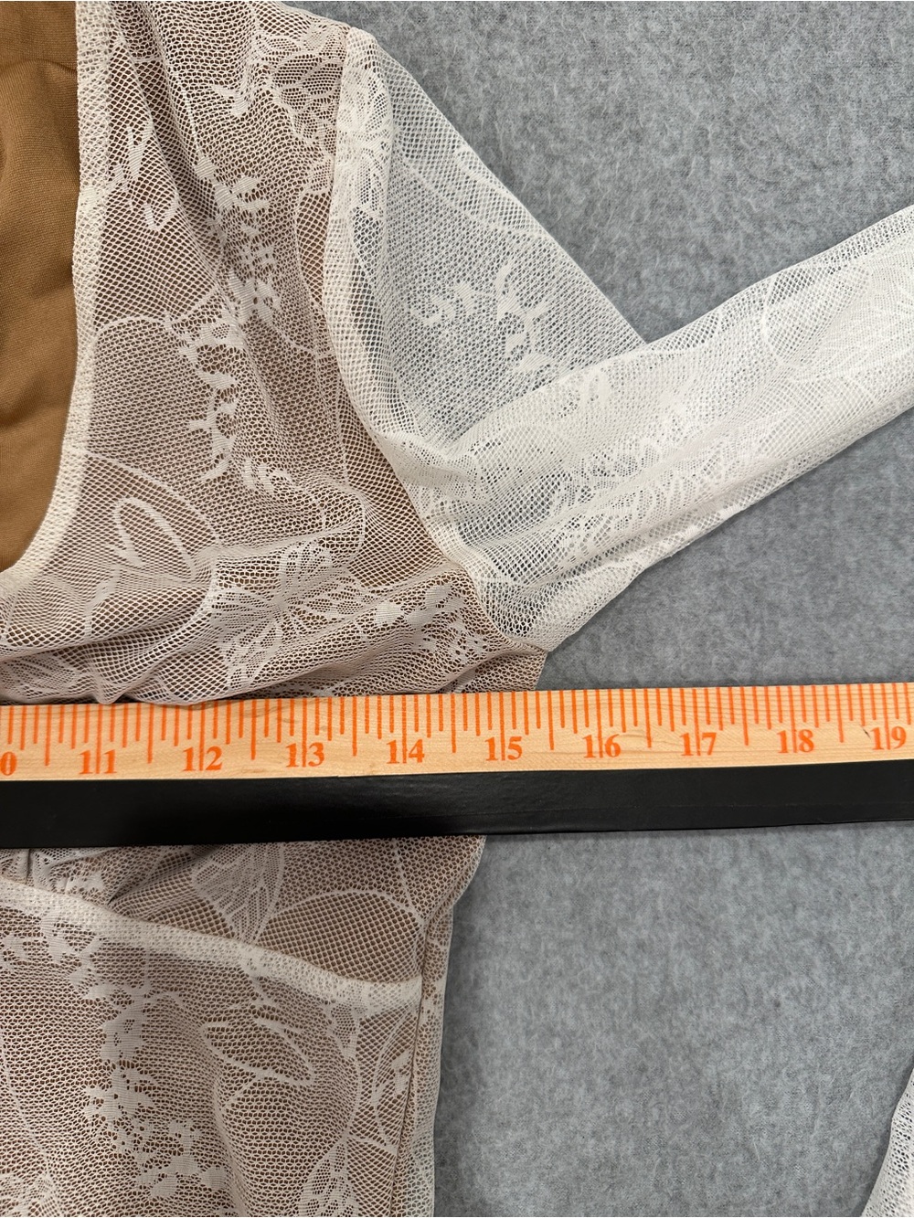 I.AM.GIA Beige Mesh Floral Lace Long Sleeve Top - Picture 8 of 8